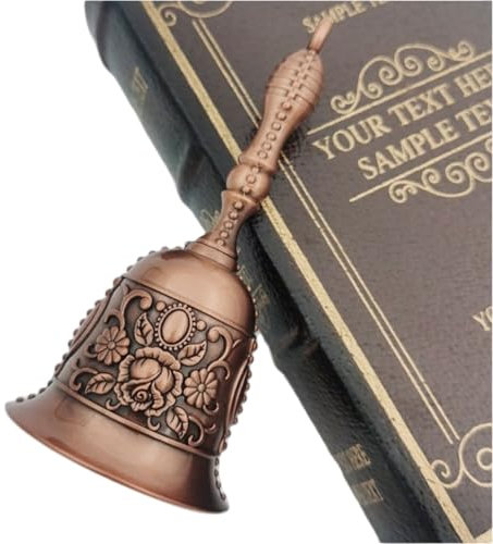 HSTWODE Handglocke, Hand Glocke,Resturant Service Glocke, Tischglocke Handglocke Handglocke Klassische Handklingel Glocke für Schule, Abendessen am Empfang, Hotelservice (Rot Bronze)