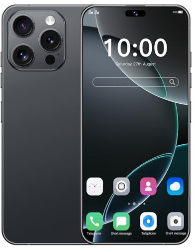 I16 PROMAX, Android 14 4GB, Smartphone Con Schermo AMOLED Ad Alta Definizione Da 6,6 Pollici, Batteria Da 4500mAh, Riconoscimento Facciale ， 5G (nero,128)