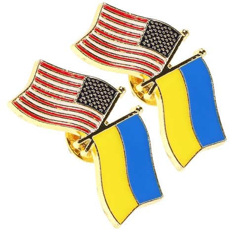 BESPORTBLE 2 Stück Usa Flaggen Anstecknadel Amerikanische Ukrainische Flagge Langlebige Brosche Modisches Accessoire für Anlässe Patriotischer Freundschafts Pin für Kleidung Taschen