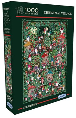 Gibsons - Christmas Village 1000 Pièces – Village de Noël Illustré - Décorations Féériques – Dimensions 68 x 48 cm