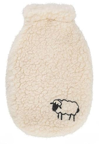 Wärmflasche mit Bezug aus Schafwolle (wollweiß, 35x20cm)