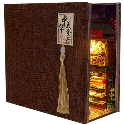 Miniatur-Buch-Set – 3D-Regaleinsatz, Creative Building Set, dekoratives Buch im chinesischen Stil mit LED-Licht, Regaleinlage, hergestellt
