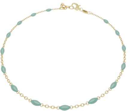 Bracelet Femme – or 18 carats – 0.83 gr – chaîne avec émaillage turquoise, élégance – Valeur refuge – Idée cadeau – poinçon 750 – Certificat d’authenticité – Salia Gold Paris