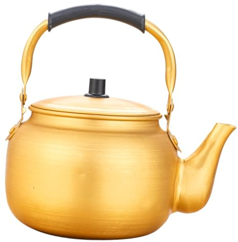GALPADA Bouilloire à Eau 1,5 l Aluminium Jaune Chauffante Rapide Métal Compatible Cuisinière Induction Gaz Usage Thé Cérémonie Bouilloire Anti-brûlure Pratique Pour Maison La Cuisine