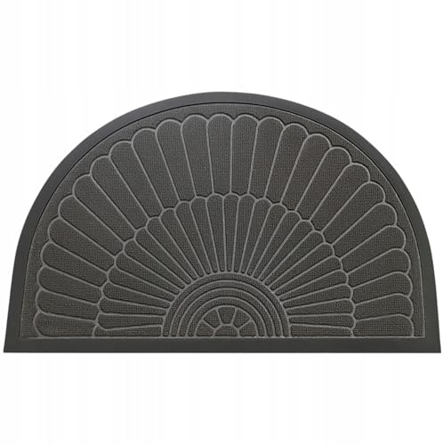 Decorator HOME Fußmatte Halbrund Tivoli 50x80 cm für Innen und Außen – Grau, rutschfest, Modernes 3D-Design Schmutzfangmatte - Türmatte haustür leicht zu reinigen