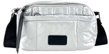 MODELISA - Bolso Bandolera Acolchado Multicompartimento Correa Ajustable Estilo Casual Para Mujer (Plata)
