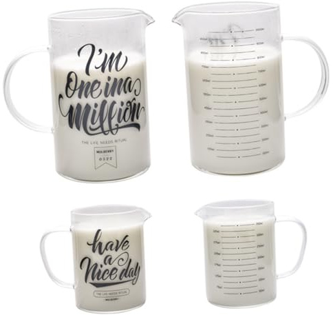 MOTHNUR Jarra Medidora de Vidrio Borosilicato con Doble Escala Transparente para Uso Doméstico y Repostería Vaso Medidor Ligero y Resistente para Agua Leche y Zumos