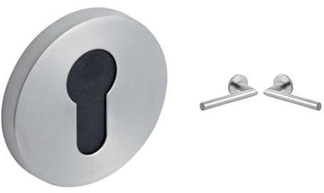 Vachette - Jeu de Rosaces Carrés MUZE/ARTIS/SCULPT + Poignée de Porte sur Rosace Ovalis - Clé I pour Porte d’Entrée/Cave + Portes Intérieures/Extérieures - en Acier - Garantie 10 ans