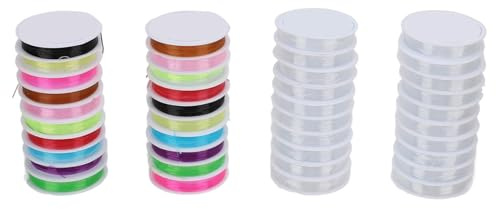 Filo elastico elasticizzato da 0,8 mm, cordoncino elastico per creazione di gioielli, 40 rotoli di cordoncino trasparente e colorato con materiale PTU, fornitura per creazione di