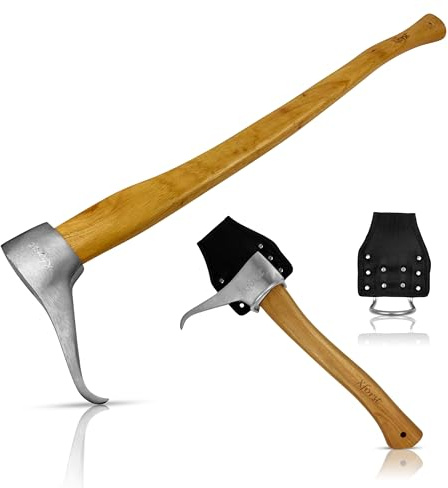 Xforst Sappie à Main – Set 2 pièces avec Support de Ceinture, Sapie Longue 73 cm + Sapie Courte 38 cm, Outil forestier forgé en Acier Carbone, Manche Hickory – X-P500L & X-P50BX