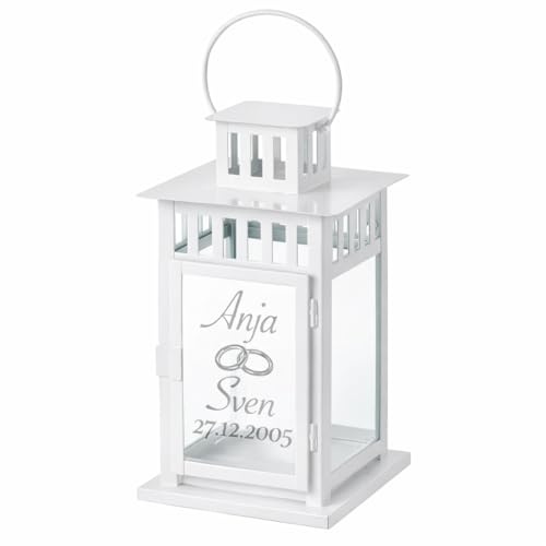 Hochzeitslaterne, Personalisierte Laterne mit Gravur, Klein | Hochzeitslaterne, Mit Namen & Datum, Erinnerungslicht, Geschenk für Hochzeit, Jahrestag, Liebe