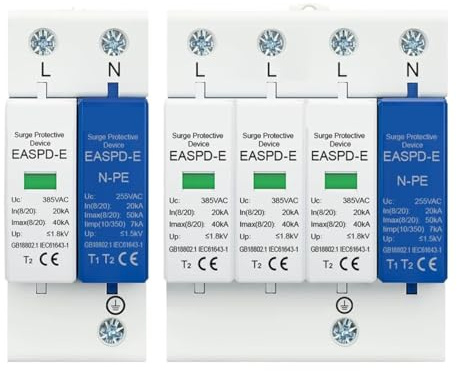 1PCS AC SPD 1P+NPE 3P+NPE 50KA T1 T2 385V 275V House Lightning Surge Protector Protective So-lar Low-Voltage Arrester Device Din Rail(2P,AC 275V)
