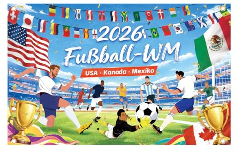 AhfuLife Große Fußball Flagge 150x90cm, Fussball Fahne Beidseitig Bedruckt mit 4 Metallösen für Fußball Party Garten Haus Bar Foto-Hintergrund Dekoration