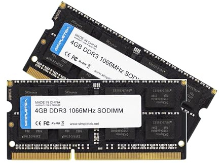 SIMPLETEK - Kit de memoria RAM de 8 GB (2 x 4 GB) DDR3-1066 MHz - PC3-8500 - SODIMM para ordenadores portátiles y sistemas compactos (reacondicionado)