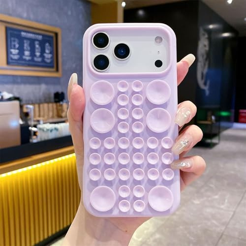 Tybiky Custodia per iPhone 16 Pro Max con ventosa design a ventosa in silicone con aspirazione, colore puro opaco, custodia protettiva completamente protetta antiurto TPU Bumper Cover, Helllia