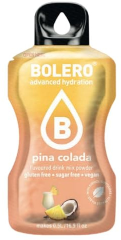 Bolero PINA COLADA 24 x 3 g, jugo en polvo sin azúcar, endulzado con stevia + vitamina C, adecuado para niños, deportistas y diabéticos, sin gluten y apto para veganos