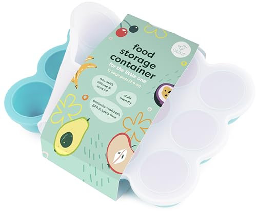 chuckle - XL 12 x 75 ml Babynahrung Gefrierschrank Behälter mit Deckel - Lebensmittelqualität Silikon - Hausgemachte Babynahrung, Gemüse, Eiswürfel, Fruchtpürees