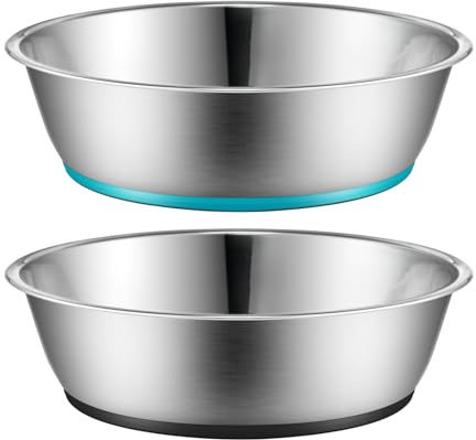 PEGGY11 Lightweight Stainless Steel Cat Dog Bowls - 2 Pack, 1440ml