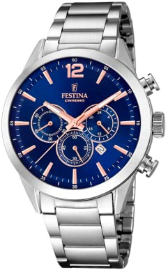 Reloj FESTINA para Hombre F20343/9 Timeless Chronograph Caja de Acero Inoxidable 316l Plateado Correa de Acero Inoxidable 316l Plateado