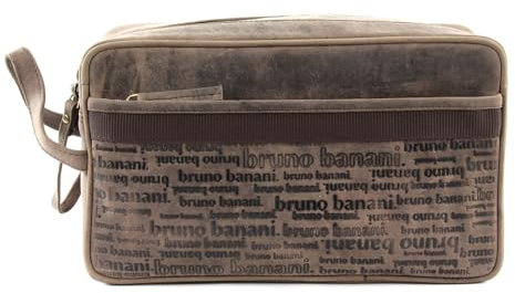 Bruno Banani Kulturtasche All Over Echt Leder braun Herren, Damen - 020278