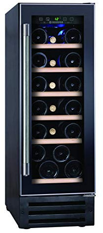 Hoover HWCB30UK Freestanding Wine Cooler, Single Zone Temperature, 19 Bottle Storage, 30cm wide, Black