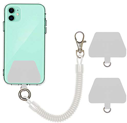 COCASES Phone Lanyard, Universal Theftproof Anti-Lost Elastic Tether Wrist Strap with Patch Compatible with Most Smartphones (Transparent, 80cm)