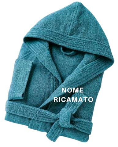 MAYRA Accappatoio Personalizzabile in Spugna 100% Cotone 500 gr Taglie Calibrate | Adulto, Uomo, Donna, Hotel | Personalizzato con Iniziali, Nome, Logo | Design e Ricamo Made in Italy