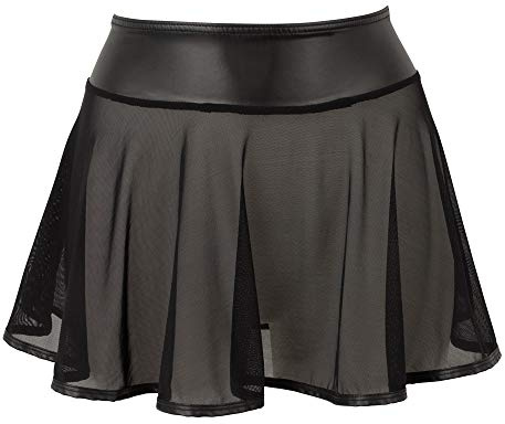 Orion transparenter Minirock - kurzer Rock für Damen, verführerische Netzoptik, Matt-Details, figurbetont, schwarz