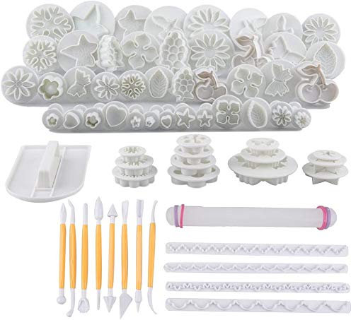 DUBENS 68 pcs Kuchen Dekoration Werkzeug Kit, hausgemachte Modellierung Werkzeuge für Fondant Kuchen Cookie Cutter Form Sugarcraft Vereisung