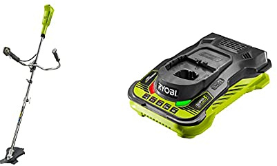 Ryobi OBC1820B 18V ONE+ Brush Cutter [Zero Tool], 18 V, Green & RC18150 18V ONE+ Cordless 5.0A Battery Charger