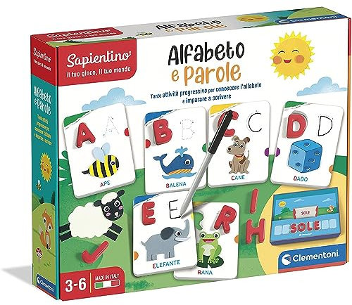 Clementoni Sapientino - Alfabeto e Parole, Gioco Educativo Bambini 3-6 Anni per Imparare Lettere e Parole Scrivendo con Il Metodo Ricalco, Made in Italy, Lingua Italiana, 16366
