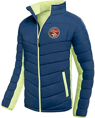 Nebulus Herren Jacke GENIUS, warme Outdoorjacke, praktische & vielseitige Übergangs- & Winterjacke, navy-lime - L