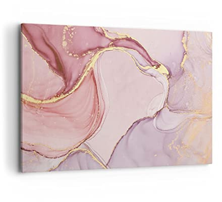 Bilder auf Leinwand 100x70cm Leinwandbild Abstraktion Marmor Rosa Groß Wanddeko Bild Schlafzimmer Küche Deko Wandbilder Dekoration Wohnzimmer Wall Decor Canvas Wand Kunstdruck Art AA100x70-4528