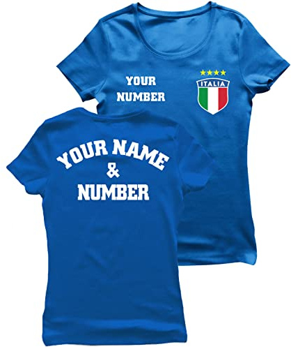 lepni.me Italien Fotbollströjor för Damer | Ditt Namn och Nummer | Gåvor i Fotbolls-EM eller VM 2022 (M Royal-Blue Flerfärgad)