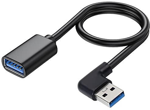 GELRHONR USB 3.0-Verlängerungskabel, superschnelles 90-Grad-USB3.0-A-Stecker-zu-Buchsen-Superschnelles 5-Gbit/s-Datenkabel für Laptop-USB-Disk-Maus-Festplatte-Schwarz 3.3Ft/1M