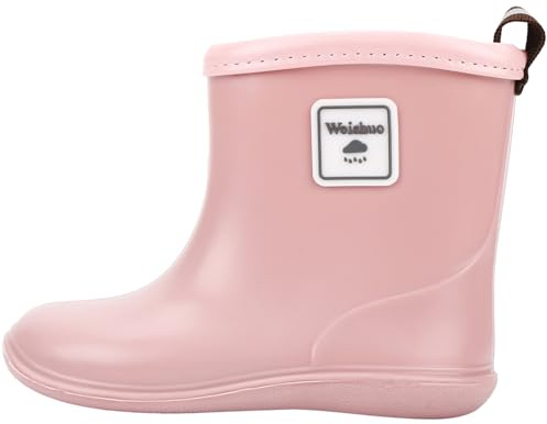 Weishuo Botas de Agua Niños y Niñas Botas de Lluvia de PVC Suave Bota de Goma Bebé Impermeable Ligeras, Talla del Fabricante 14, 22 EU, Rosa