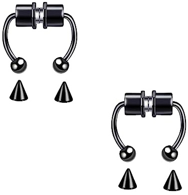 LuLiyLdJ 2 Stück Magnetischer Nasenring aus Edelstahl, wiederverwendbar, falsche Septum-Piercing, für Damen und Herren, 2 Stück