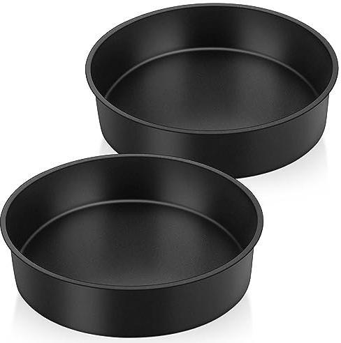 Onader 8 Inch Nonstick Cake Tin Set of 2, Stainless Steel Round Cake Mould | Non-Toxic & Healthy Baking Pan for Birthday Wedding Christmas, Bake Evenly & Quickly, Rust Resistant & Easy Cleaning