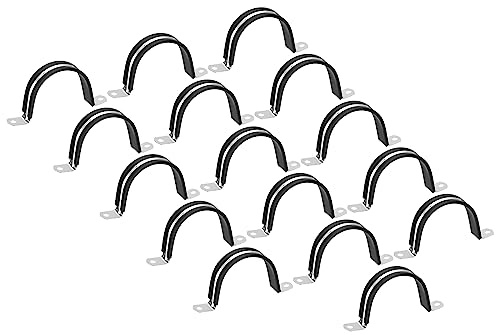 sourcing map 16Stück 60mm(2-3/8) Rohrschellen Kabel Klemme Kabelschellen Edelstahl Gummi Gepolstert Schlauch Klemme U-förmige Metallklemmen Rohrhalter für Rohr Leitung Draht