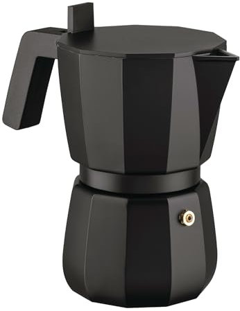 Alessi Moka DC06/6 B - Design Espressokocher aus Gußaluminium, Griff und Knopf aus PA, Schwarz, 6 Tassen