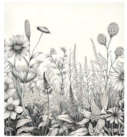 Kitchen Decor - Adesivo magnetico per lavastoviglie, motivo fiori selvatici bianchi e neri, decalcomania frontale per frigorifero, decorazione per elettrodomestici da cucina, 58,4 x 66 cm