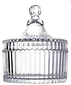 Sucrier avec couvercle Sucrier Plat à bonbons en verre transparent avec couvercle Sucrier en cristal Contenants à biscuits Pot Étui de rangement for bijoux décoratifs (Taille : C) ( Color : White , Si