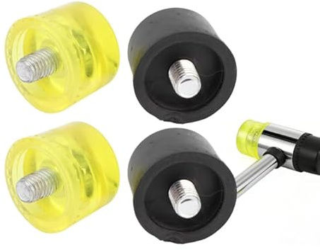 Hammer Gummi Schlagkopf Gummihammer Hammer Ersatzspitzen Set Schneid und Schlagwerkzeuge Montagehämmer Schlagkopf Hammer Ersatzspitzen Set Mallet Zubehör Gelb Schwarz(Φ25mm)