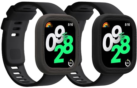 kwmobile 2 Fundas Compatible con Xiaomi Redmi Watch 4 - Cubierta Monitor de Actividad de Silicona Negro/Gris