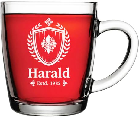 polar-effekt Tee Trinkglas 340 ml mit personalisierter Gravur - Teetasse aus Borosilikatglas - extra hitzebeständig - Glas für Kaffee, Tee und Wasser