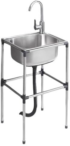 Lavatoio da Esterno in Acciaio Inox，Lavello Commerciale Indipendente Con Rubinetto Acqua Calda e Fredda，Lavello per Lavanderia,Cucina,Garage,Giardino(52x38cm(20.5x15inch))