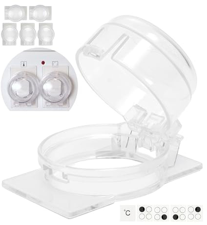 Blocco di sicurezza per bambini delle manopole dei fornelli, 6 pz, per manopole di Ø massimo 4,9 cm e 4 cm di altezza Protezione con distanza minima di 6,1 cm tra centro e centro, adesivo trasparente