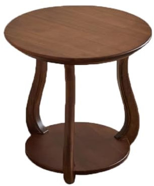 Mesa Para Centro De Sala Petite Table Basse Ronde en Bois Massif, Rétro Simple, en Noyer Noir, for Salon, Maison, Table D'appoint Ronde, Table d'angle Table Basse