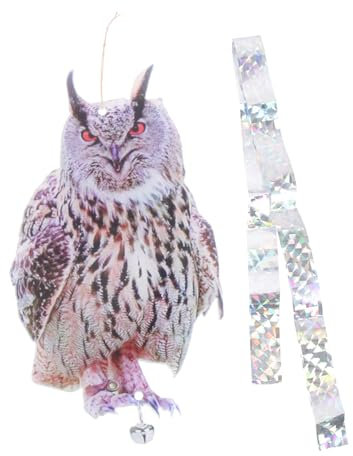 MERRYHAPY Dispositif Anti-Oiseaux Hibou Faux Double Face Yeux Réfléchissants pour Jardin Fenêtre Arbre Fruitier Abri De Jardin