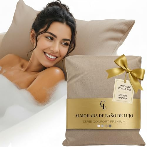 Almohada bañera Adulto - Gruesa y cómoda, para Soporte de Cabeza, Cuello y Espalda - Cojin bañera Lavable y de Secado rápido, baño Relajante en casa - Arena
